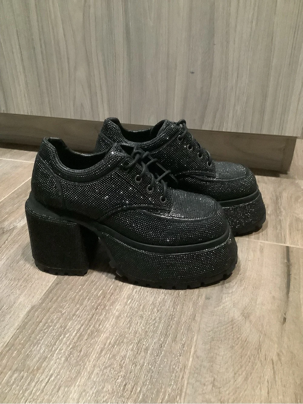 Dolls Kill Rhinestone Chunky Platform Heels